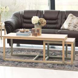 Florence Cornus Oak Nest of Tables Set of 3 - Brown - Furniture To Go - Wilko