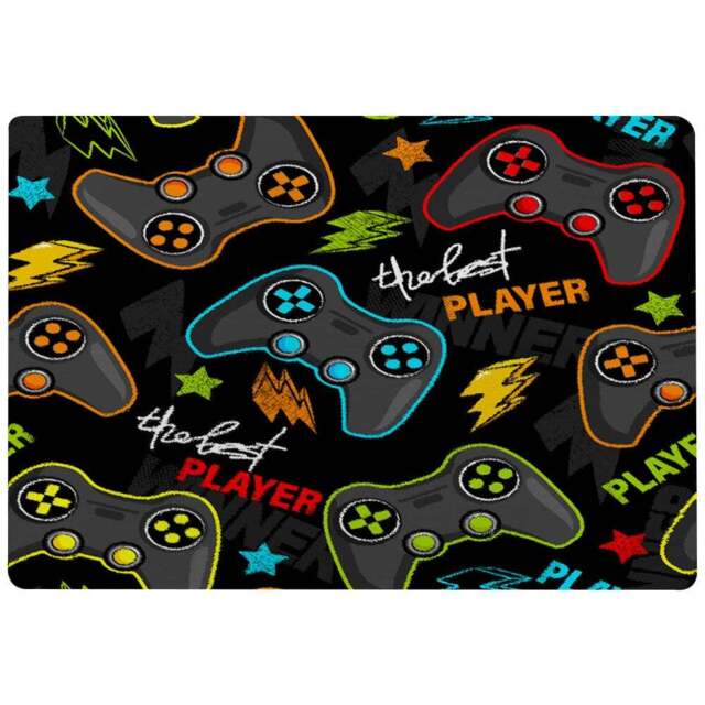 Benjamin Tate Design Faux Wool Small Joystick Game Rug 110 x 60cm - Size: 110 x 60 x 1cm - Black - Wilko - image 1