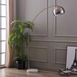 Teamson Home Arquer Arc Marble Base Nickle Finished Shade Floor Lamp - Size: 173.0 x 32.0 x 110.0cm - Black - Wilko - thumbnail 3