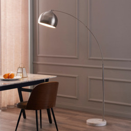 Teamson Home Arquer Arc Marble Base Nickle Finished Shade Floor Lamp - Size: 173.0 x 32.0 x 110.0cm - Black - Wilko - thumbnail 5