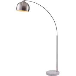 Teamson Home Arquer Arc Marble Base Nickle Finished Shade Floor Lamp - Size: 173.0 x 32.0 x 110.0cm - Black - Wilko