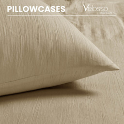 Velosso Washed Linen Look King Size Beige Duvet Set - Cream - Wilko - thumbnail 6