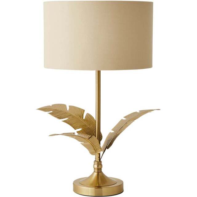 ValueLights Christina Natural and Gold Palm Leaf Table Lamp with Bulb - Size: 47.5 x 29 x 29cm - Wilko - image 1