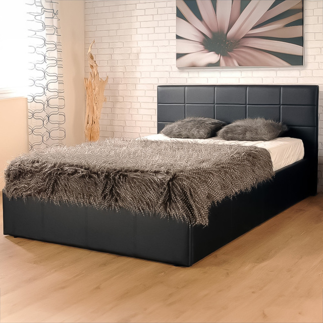Brooklyn Single Black Faux Leather Ottoman Bed - Wilko - image 1