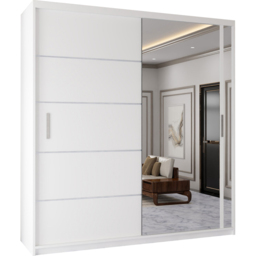 Sliding Wardrobes 4U 2 Sliding Door White Modern Single Side Mirrored Wardrobe 150cm - Size: 2 Door - Wilko - thumbnail 3