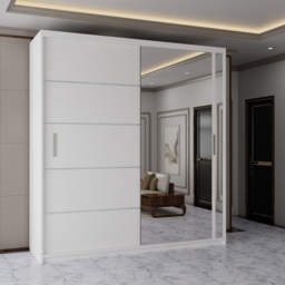 Sliding Wardrobes 4U 2 Sliding Door White Modern Single Side Mirrored Wardrobe 150cm - Size: 2 Door - Wilko - thumbnail 4
