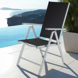 tectake Marilena Set of 8 Silver Adjustable Garden Chair - Size: 105 x 56 x 67cm - Wilko - thumbnail 1