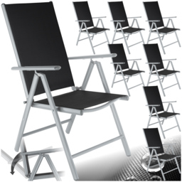 tectake Marilena Set of 8 Silver Adjustable Garden Chair - Size: 105 x 56 x 67cm - Wilko - thumbnail 3
