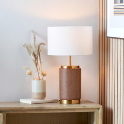 Pacific Lifestyle Carrara Wood Effect Ceramic Table Lamp - Brown - Wilko - thumbnail 3