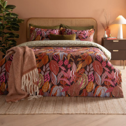Furn Super King Size Utopia Printed Reversible Duvet Set - Orange - Wilko - thumbnail 1