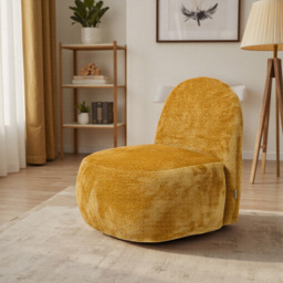 Living and Home Modern Yellow Chenille Upholstered Lounge Chair - Size: Single - Wilko - thumbnail 4