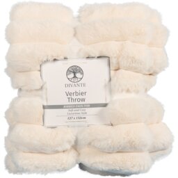 Divante Verbier Faux Fur Throw - Ivory - Wilko - thumbnail 1