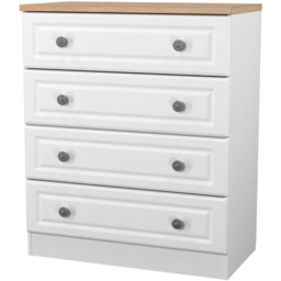 Crowndale Norfolk 4 Drawer White Ash and Bardolino Oak Chest of Drawers Ready Assembled - White Ash & Bardolino Oak - Wilko - thumbnail 4