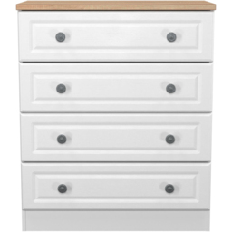Crowndale Norfolk 4 Drawer White Ash and Bardolino Oak Chest of Drawers Ready Assembled - White Ash & Bardolino Oak - Wilko - thumbnail 3