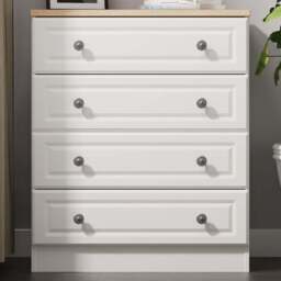Crowndale Norfolk 4 Drawer White Ash and Bardolino Oak Chest of Drawers Ready Assembled - White Ash & Bardolino Oak - Wilko - thumbnail 1