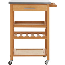 Premier Housewares Bamboo Kitchen Trolley with One Drawer - Size: 41 x 58 x 87cm - Brown - Wilko - thumbnail 6