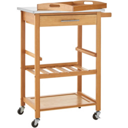 Premier Housewares Bamboo Kitchen Trolley with One Drawer - Size: 41 x 58 x 87cm - Brown - Wilko - thumbnail 5