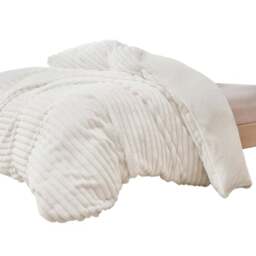 Groundlevel King Size Cream Stripe Super Soft Luxury Faux Fur Duvet - Wilko