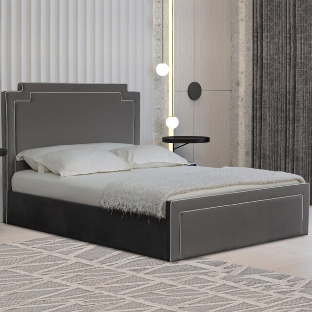 Amelia Double Grey Ottoman Bed - Wilko - image 1