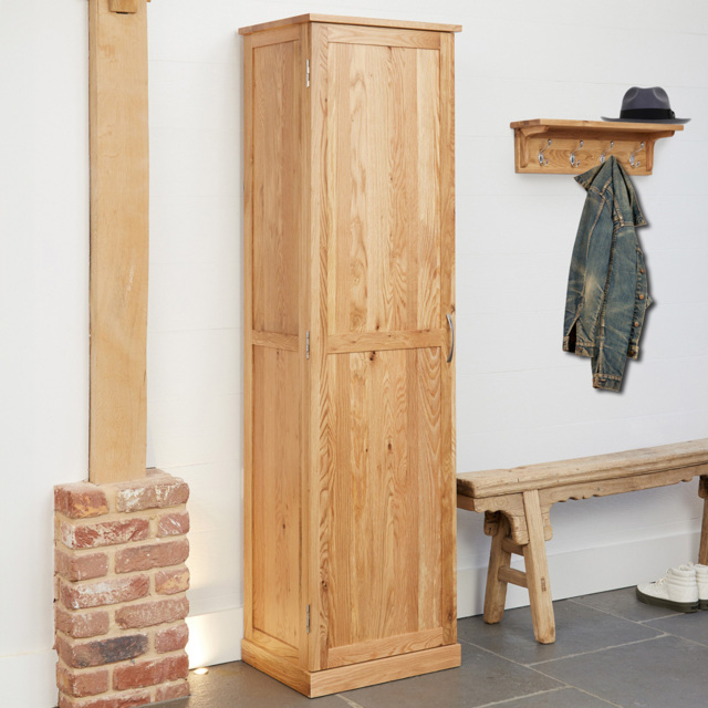 Baumhaus Mobel 7 Shelf Oak Tall Shoe Cupboard - Brown - Wilko - image 1