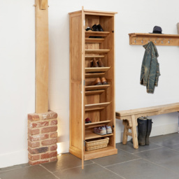 Baumhaus Mobel 7 Shelf Oak Tall Shoe Cupboard - Brown - Wilko - thumbnail 3