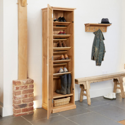 Baumhaus Mobel 7 Shelf Oak Tall Shoe Cupboard - Brown - Wilko - thumbnail 6