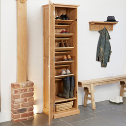 Baumhaus Mobel 7 Shelf Oak Tall Shoe Cupboard - Brown - Wilko - thumbnail 5