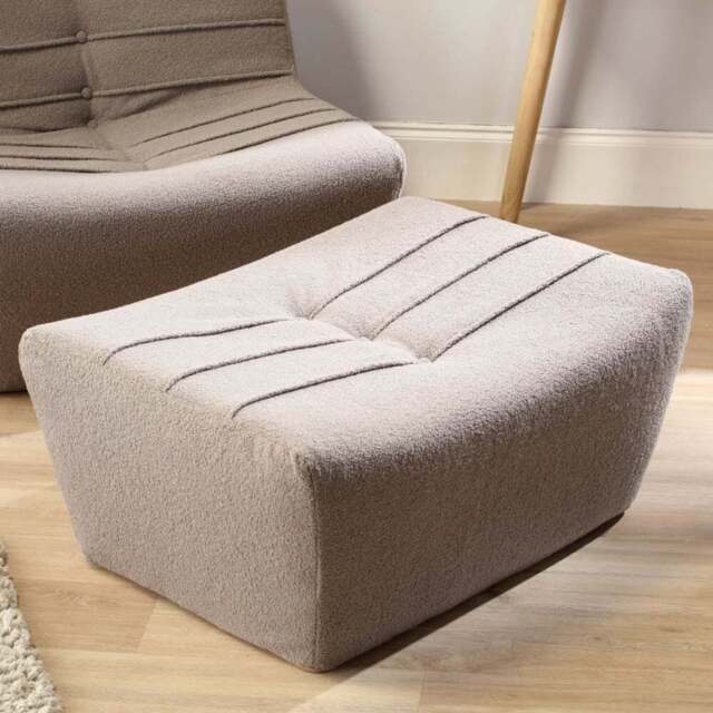 Desser Furniture Shadow Grey Boucle Fabric Cosy Pouffe Footstool - Size: 39.0 cm x 83.0 cm x 65.0 cmcm - Wilko - image 1