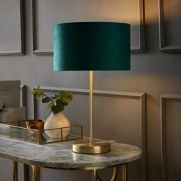 ValueLights Charlie Metallic and Green Velvet Shade Gold Table Lamp and Bulb - Size: 43 x 25 x 25cm - Wilko - thumbnail 3