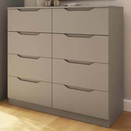 FWStyle Luno 8 Drawer Brown Modern Wide Chest of Drawers - Wilko - thumbnail 1