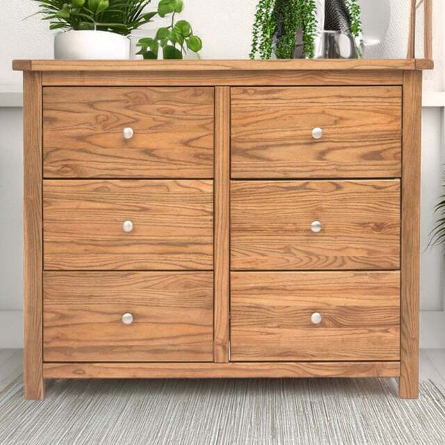 Cabinet Bits Trivento 6 Drawer Brown Chrome Knob Chest of Drawers - Wilko - image 1