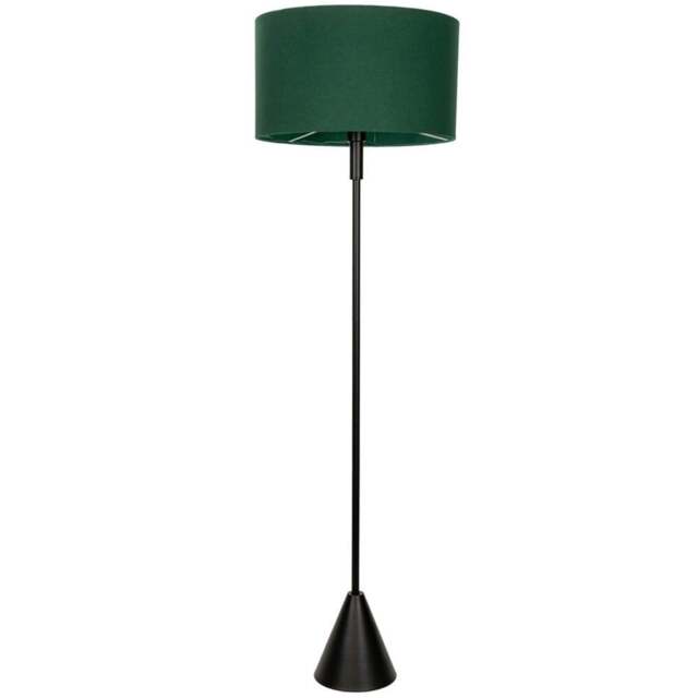 ValueLights Mitch Forest Green Drum Lamp Shade Black Wood Stem Triangle LED Floor Lamp - Size: 131.5 x 55 x 55cm - Wilko - image 1