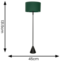 ValueLights Mitch Forest Green Drum Lamp Shade Black Wood Stem Triangle LED Floor Lamp - Size: 131.5 x 55 x 55cm - Wilko - thumbnail 5