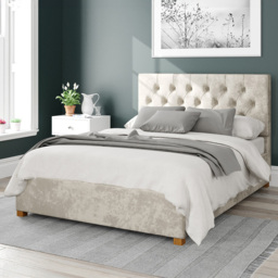 Aspire Olivier Double Pearl Mirazzi Velvet Ottoman Bed - Cream - Aspire Beds - Wilko