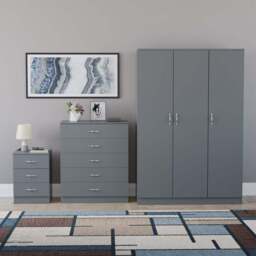 Vida Designs Riano Grey 3 Piece Bedroom Furniture Set - Wilko - thumbnail 3