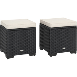 Outsunny Cream Rattan Footstool with Storage Set of 2 - Size: 40 x 40 x 40cm - Wilko - thumbnail 3