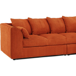 Luxor 4 Seater Orange Jumbo Cord Right Hand Facing Scatter Back L Shaped Corner Sofa Set - Wilko - thumbnail 4