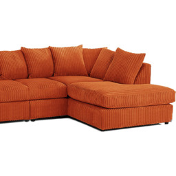 Luxor 4 Seater Orange Jumbo Cord Right Hand Facing Scatter Back L Shaped Corner Sofa Set - Wilko - thumbnail 5