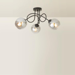 ValueLights Malcom 3 Arm Smoked Glass Shade Matt Black Twisted Ceiling Light with Bulb - Size: 30 x 58 x 52cm - Wilko - thumbnail 6