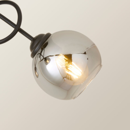 ValueLights Malcom 3 Arm Smoked Glass Shade Matt Black Twisted Ceiling Light with Bulb - Size: 30 x 58 x 52cm - Wilko - thumbnail 4