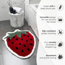 Mooky Mats Strawberry Shaped Non Slip Bath Mat 60 x 80cm - Size: 60 x 80 x 1cm - Red - Wilko - thumbnail 7