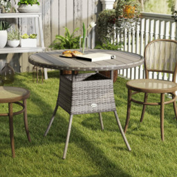 Outsunny 4 Seater Rattan Outdoor Dining Table Grey - Wilko