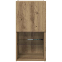 vidaXL Single Door 2 Shelf Artisan Oak Wall Mounted LED TV Unit Set of 2 - Size: 225 x 42.5 x 70cm - Brown - Wilko - thumbnail 5