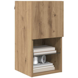 vidaXL Single Door 2 Shelf Artisan Oak Wall Mounted LED TV Unit Set of 2 - Size: 225 x 42.5 x 70cm - Brown - Wilko - thumbnail 4