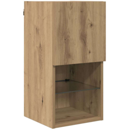 vidaXL Single Door 2 Shelf Artisan Oak Wall Mounted LED TV Unit Set of 2 - Size: 225 x 42.5 x 70cm - Brown - Wilko - thumbnail 7