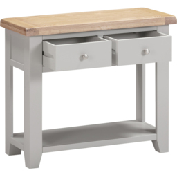 Seconique Windsor 2 Drawer Pebble Grey and Oak Console Table - Size: 70.5 x 85 x 34cm - Pebble Grey/Oak - Wilko - thumbnail 4