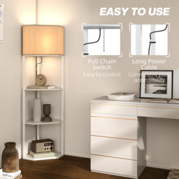 Portland 3 Shelf White Corner Floor Lamp - Size: 159 x 37 x 50cm - Wilko - thumbnail 7