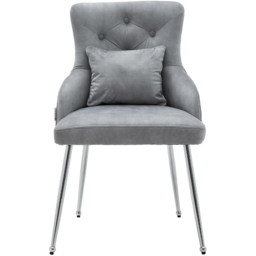 Living and Home Grey Velvet Tufted Dining Chair - Size: Single - Wilko - thumbnail 3