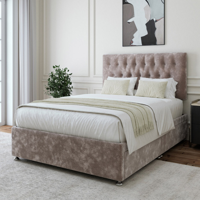 Bedmaster King Size Silver Chenille 4 Drawer Divan Base - Wilko - image 1