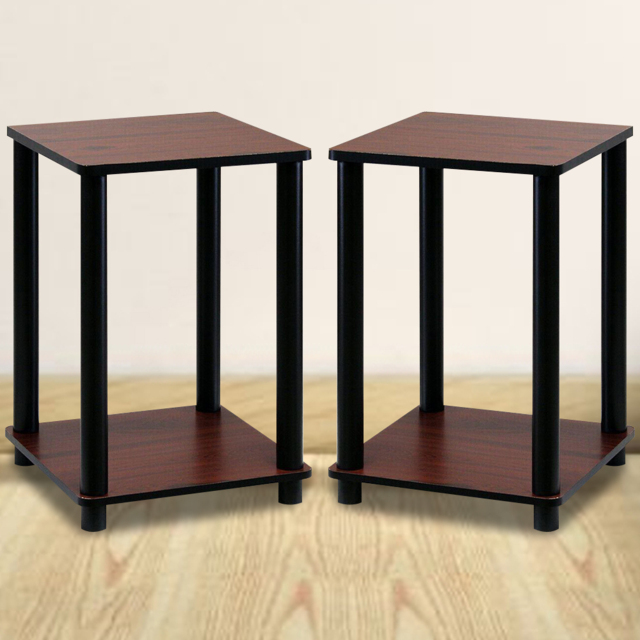 Walplus Single Shelf Dark Cherry and Black Turn-N-Tube End Table Set of 2 - Size: 34.04 x 50.8 x 34.04cm - Brown - Wilko - image 1